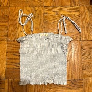 RUCHED BLUE GINGHAM TANK TOP